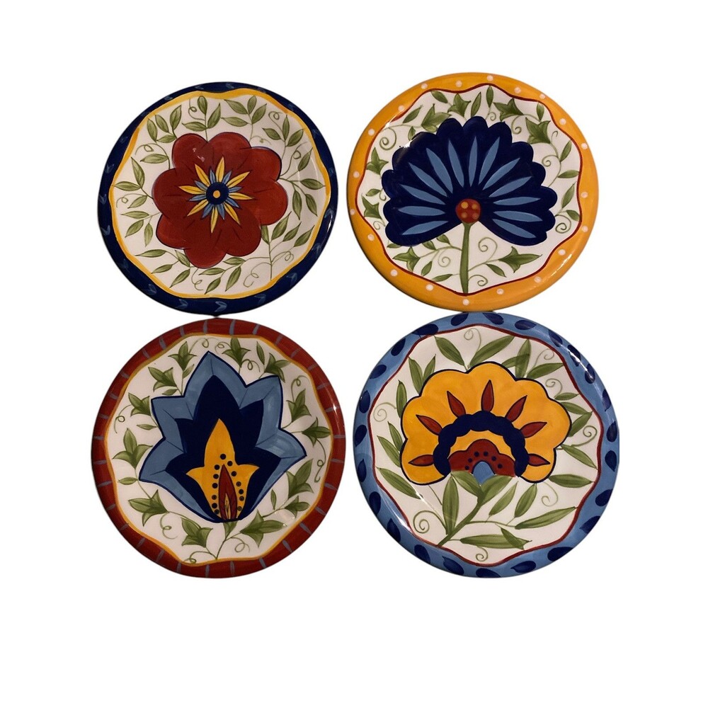 LOT of 4 Floral Salad/Dessert Plates by Pier 1 Flower Center